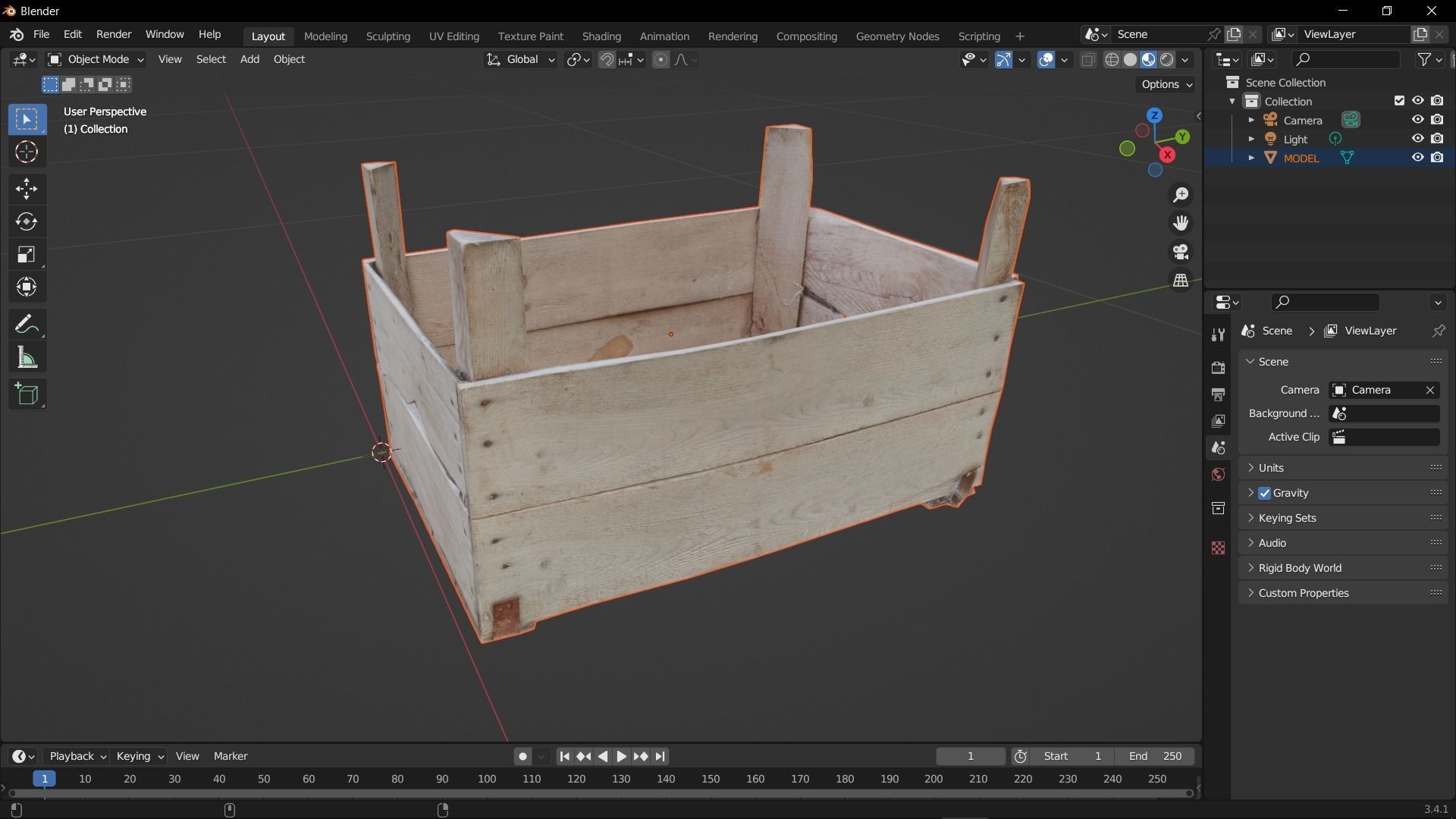 Wooden Crate Fruit Long Scan Low-poly 3D model_21
