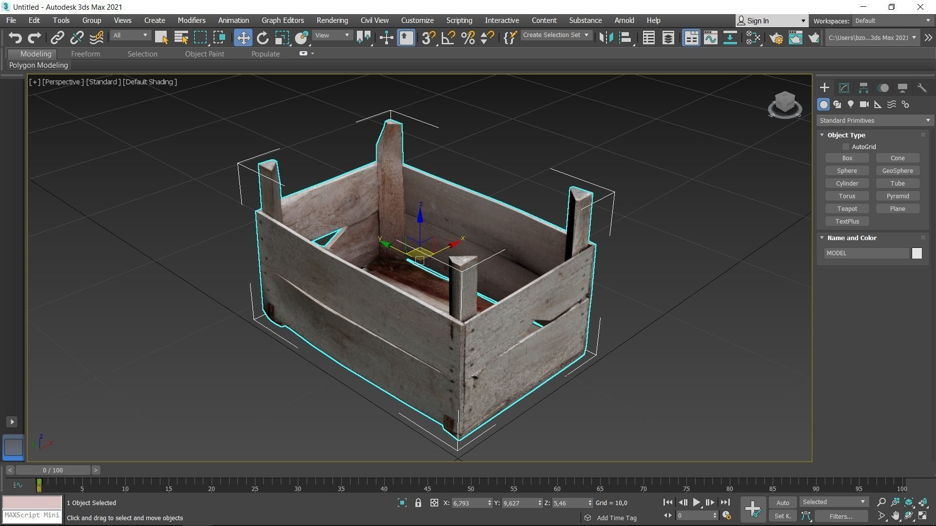 Wooden Crate Fruit Long Scan Low-poly 3D model_20