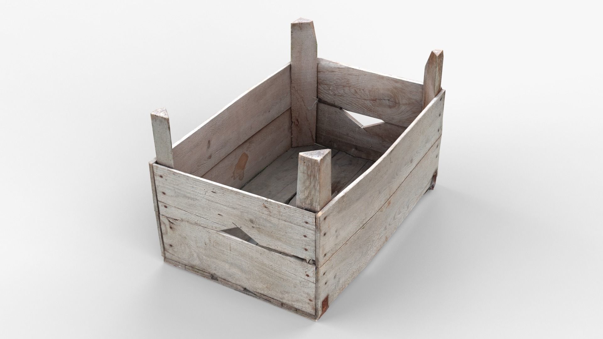 Wooden Crate Fruit Long Scan Low-poly 3D model_3