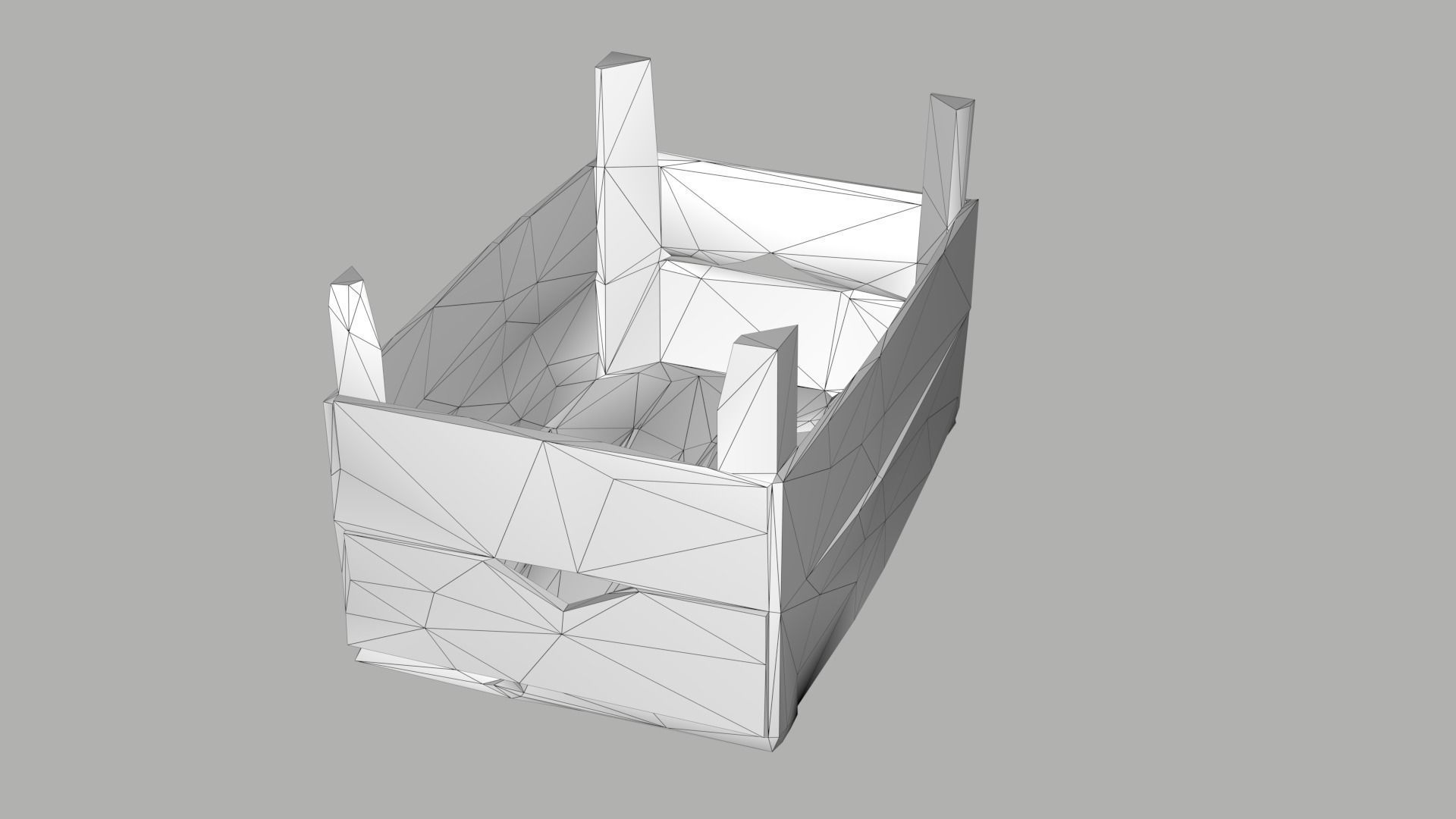 Wooden Crate Fruit Long Scan Low-poly 3D model_9