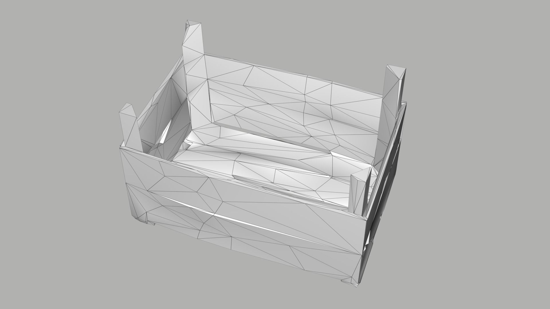 Wooden Crate Fruit Long Scan Low-poly 3D model_11