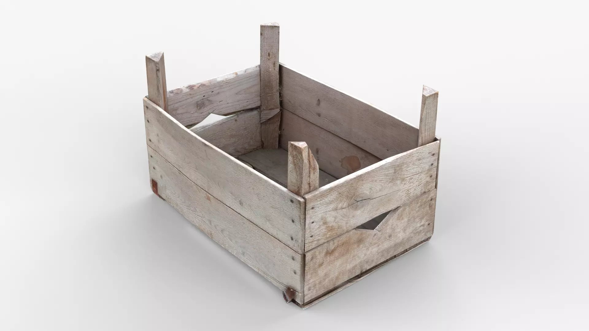 Wooden Crate Fruit Long Scan Low-poly 3D model_0