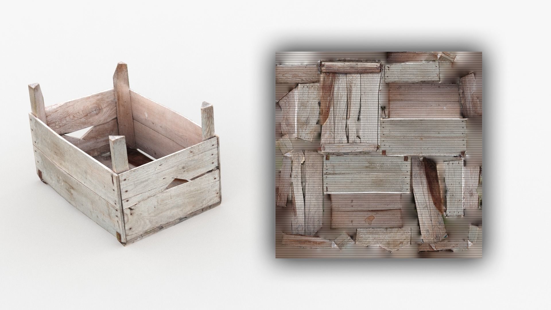 Wooden Crate Fruit Long Scan Low-poly 3D model_5