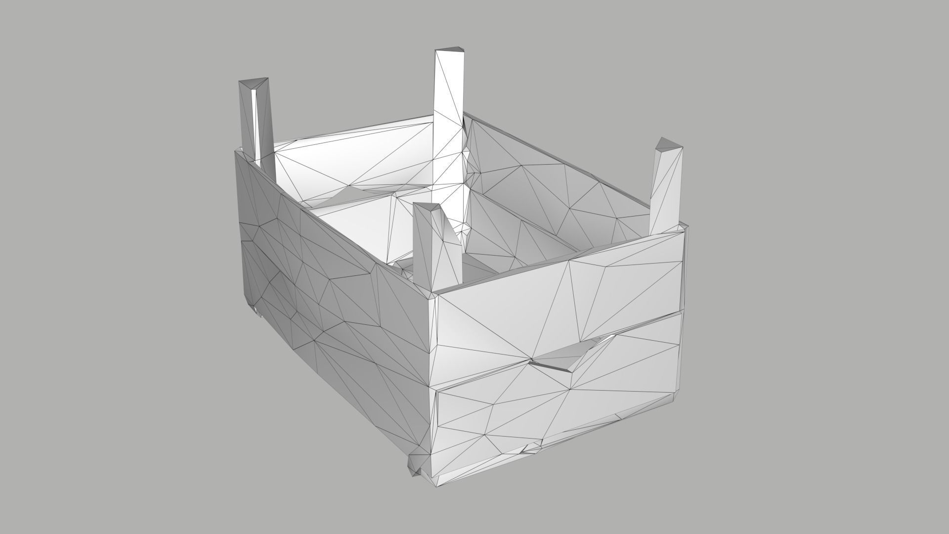 Wooden Crate Fruit Long Scan Low-poly 3D model_8