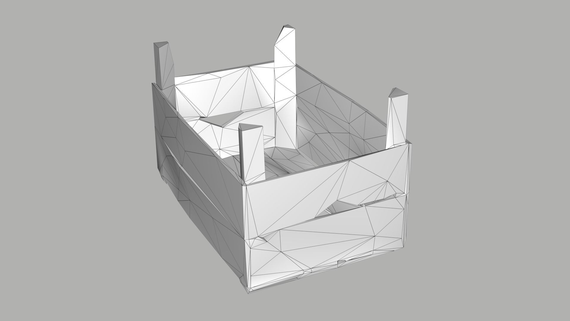 Wooden Crate Fruit Long Scan Low-poly 3D model_12