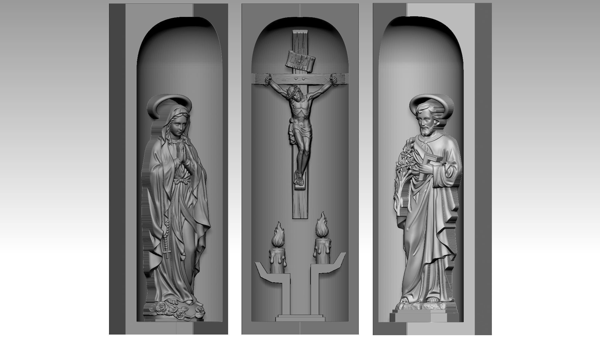 Cross Box - Jesus Christ - Virgin Mary - Saint Joseph 3D print model_7