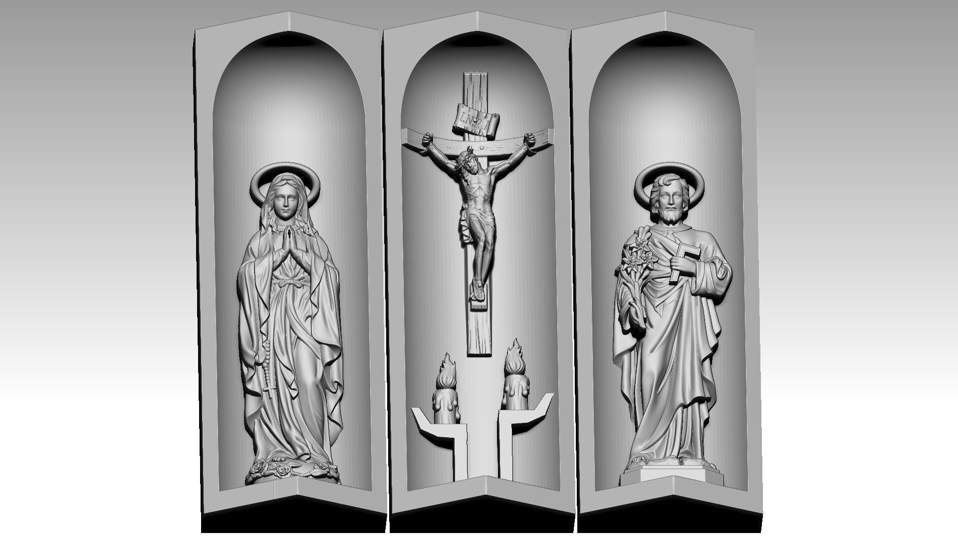 Cross Box - Jesus Christ - Virgin Mary - Saint Joseph 3D print model_3