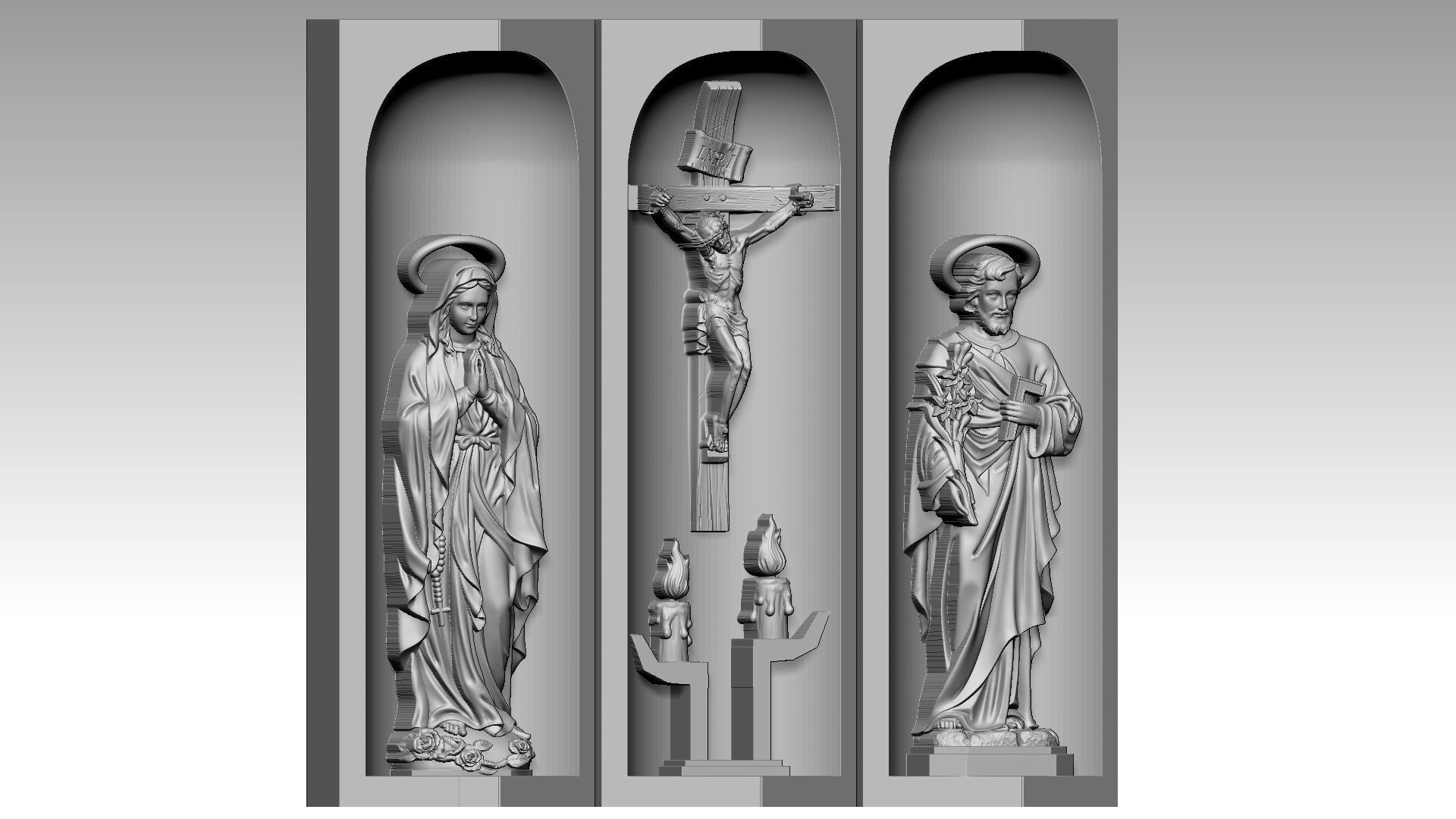 Cross Box - Jesus Christ - Virgin Mary - Saint Joseph 3D print model_1