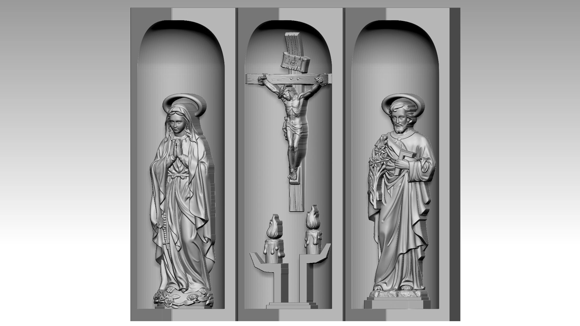 Cross Box - Jesus Christ - Virgin Mary - Saint Joseph 3D print model_2