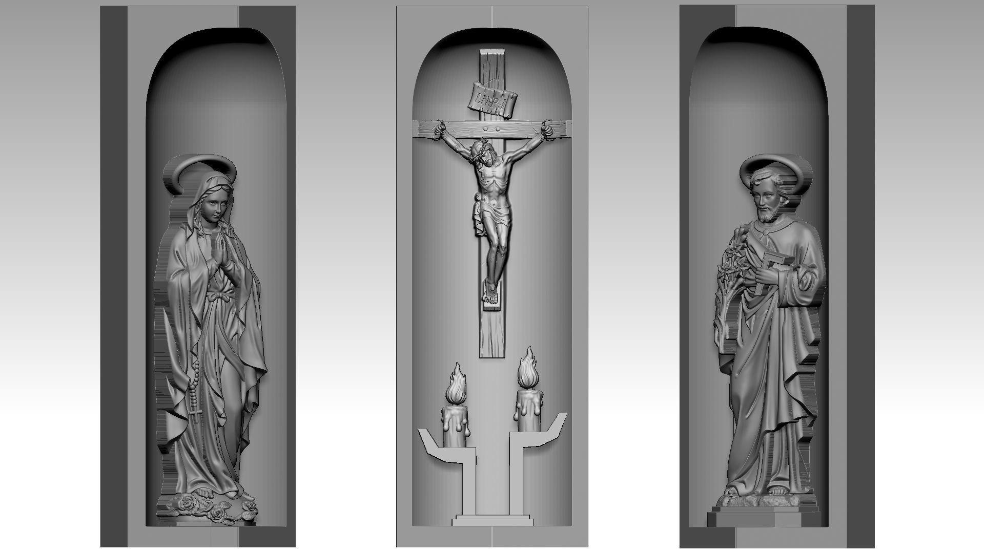 Cross Box - Jesus Christ - Virgin Mary - Saint Joseph 3D print model_6