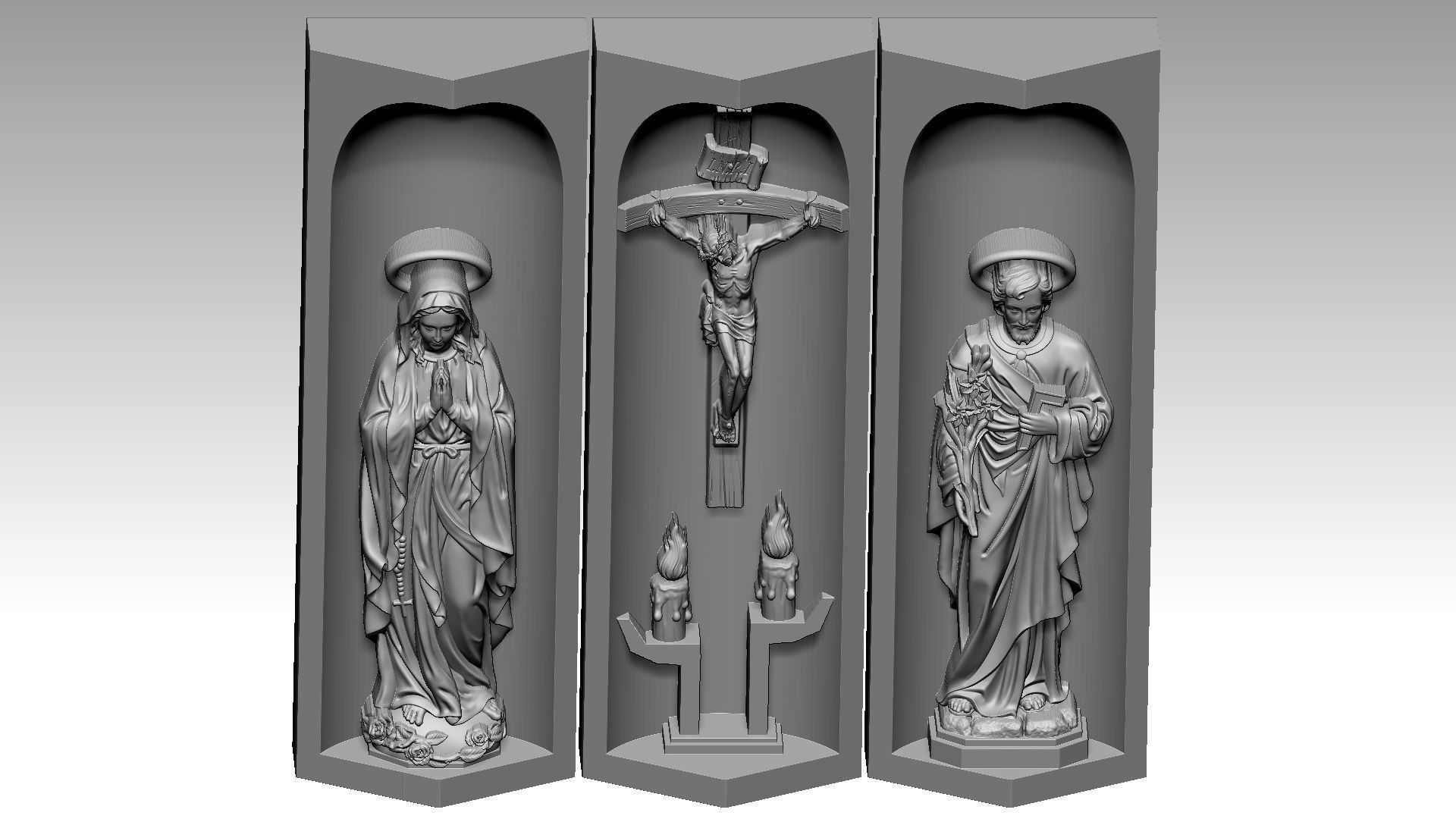 Cross Box - Jesus Christ - Virgin Mary - Saint Joseph 3D print model_4