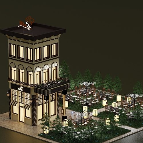 Stunning 3D Restaurant model  Low-poly 3D model