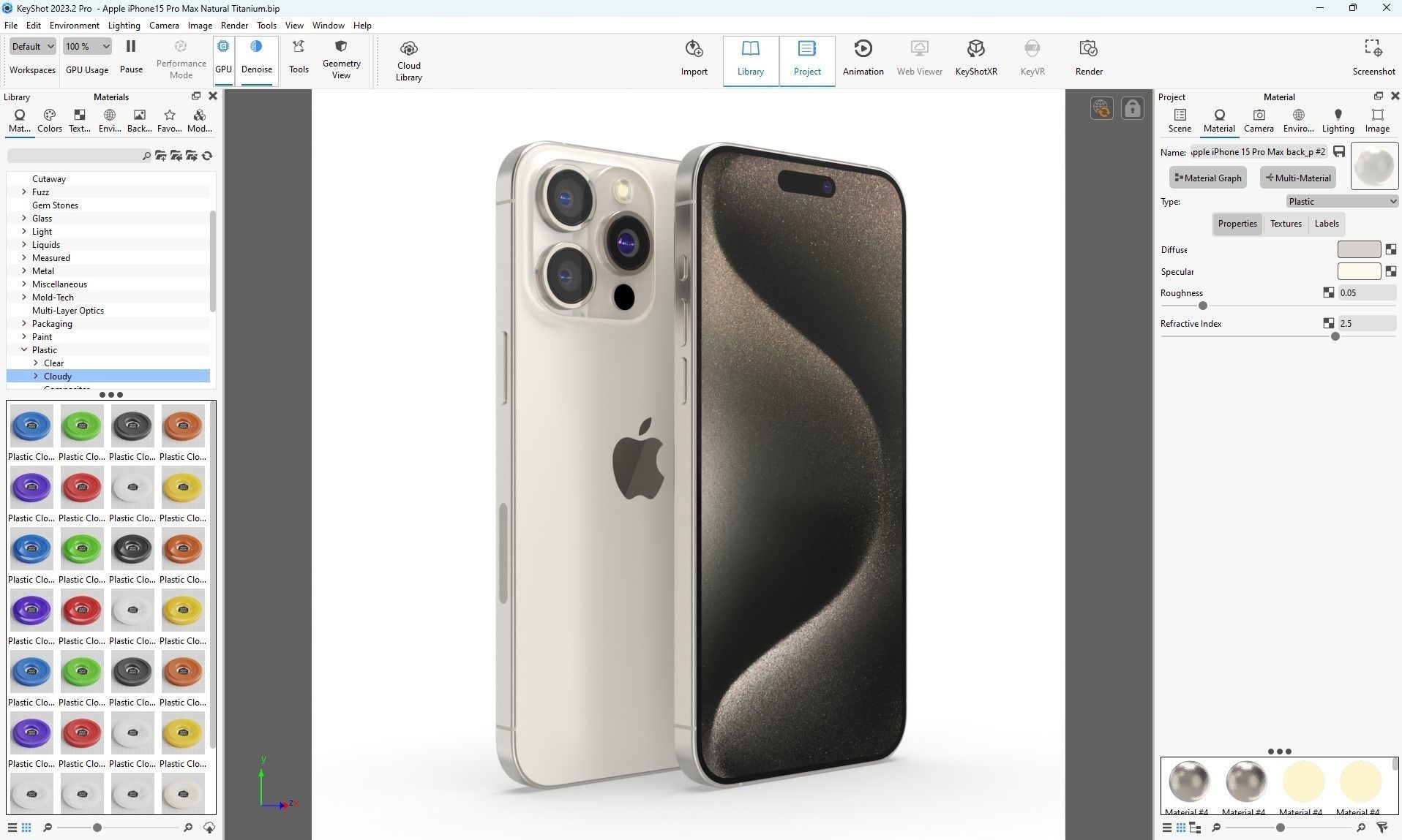 Apple iPhone 15 pro max Natural Titanium Low-poly 3D model_31