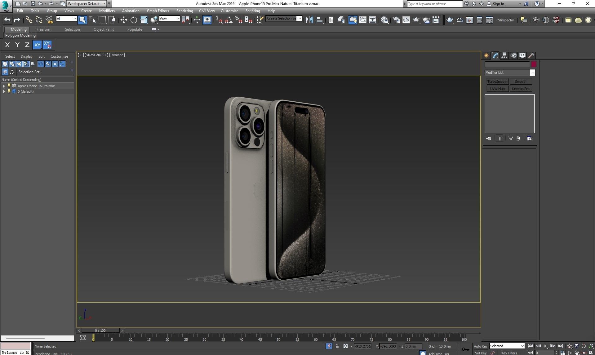 Apple iPhone 15 pro max Natural Titanium Low-poly 3D model_32