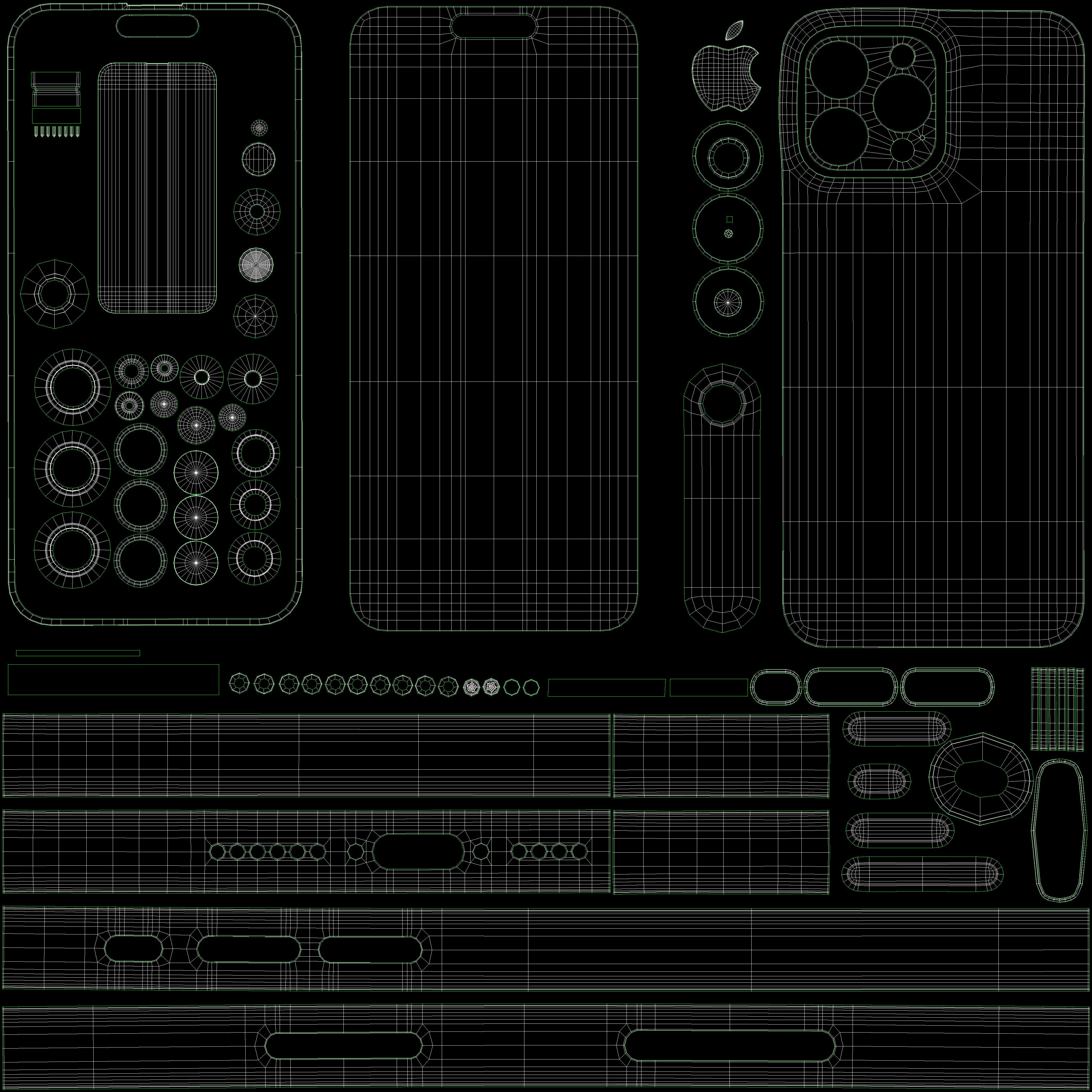 Apple iPhone 15 pro max Natural Titanium Low-poly 3D model_14