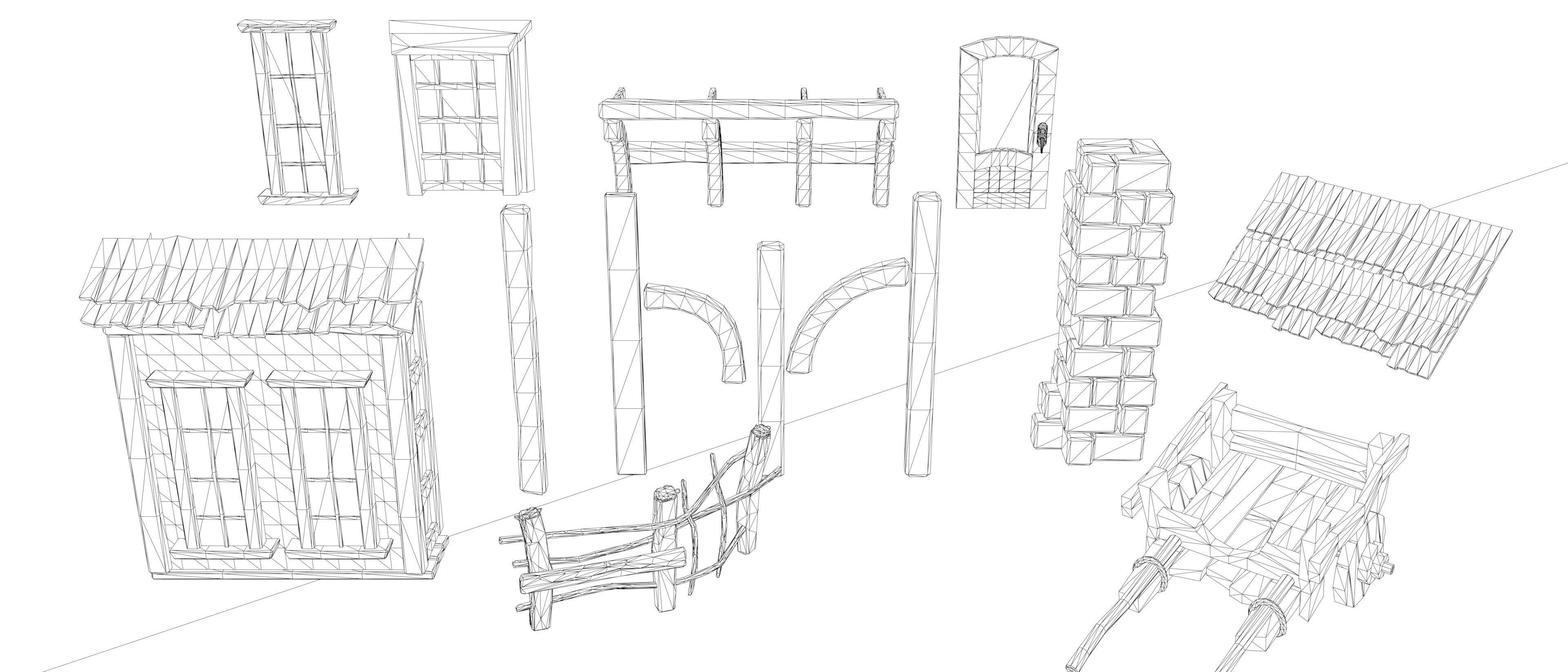 Stylized Village modular pack Low-poly 3D model_6