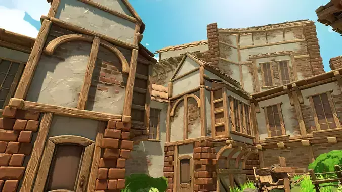 Stylized Village modular pack Low-poly 3D model