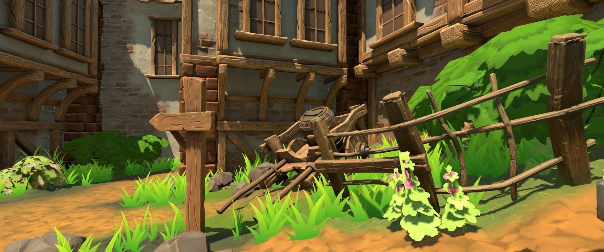 Stylized Village modular pack Low-poly 3D model_2