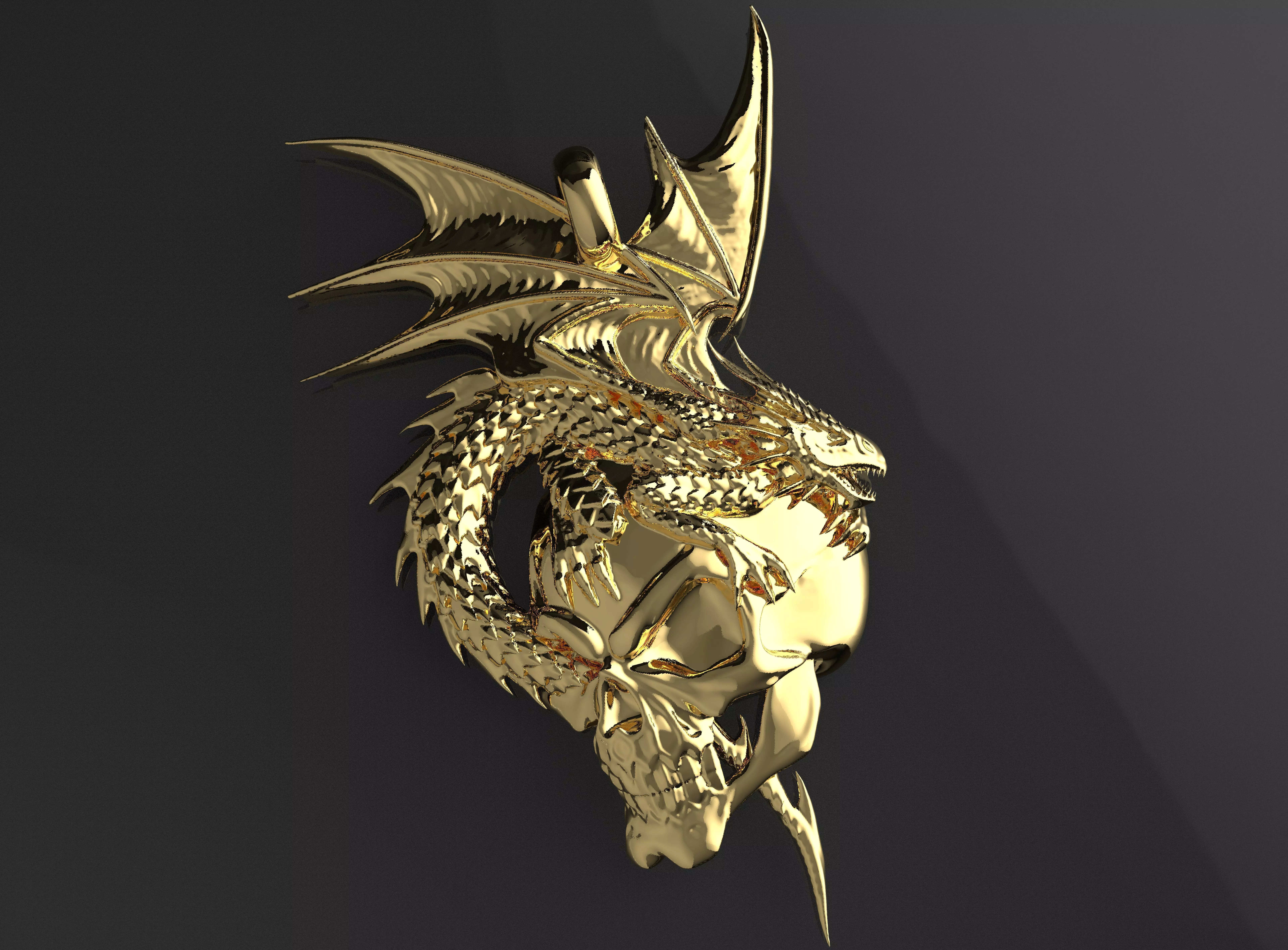 Dragon skull pendant 3D print model_0