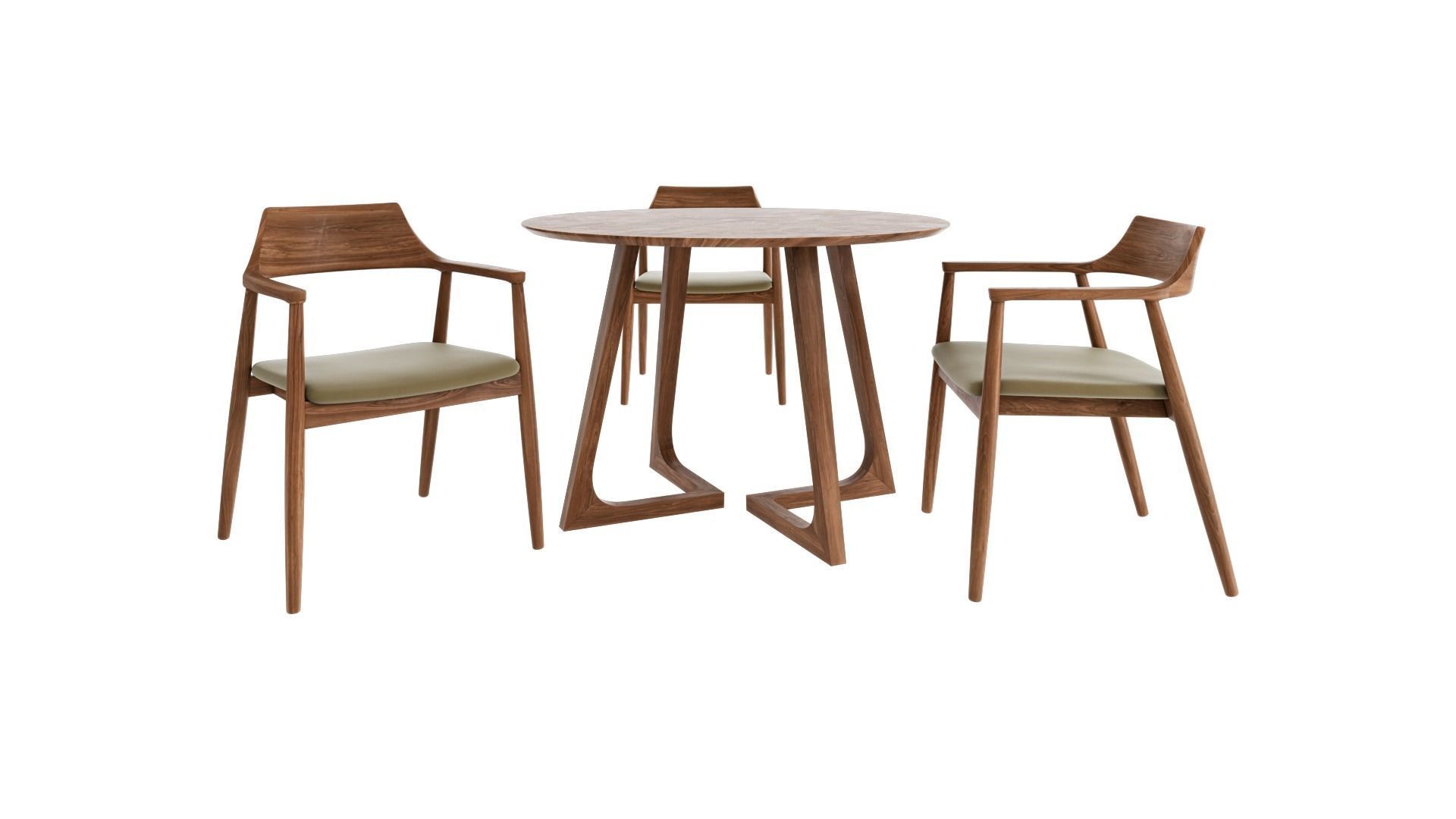 Nordic dining table and Nordic dining chair 3D model_1