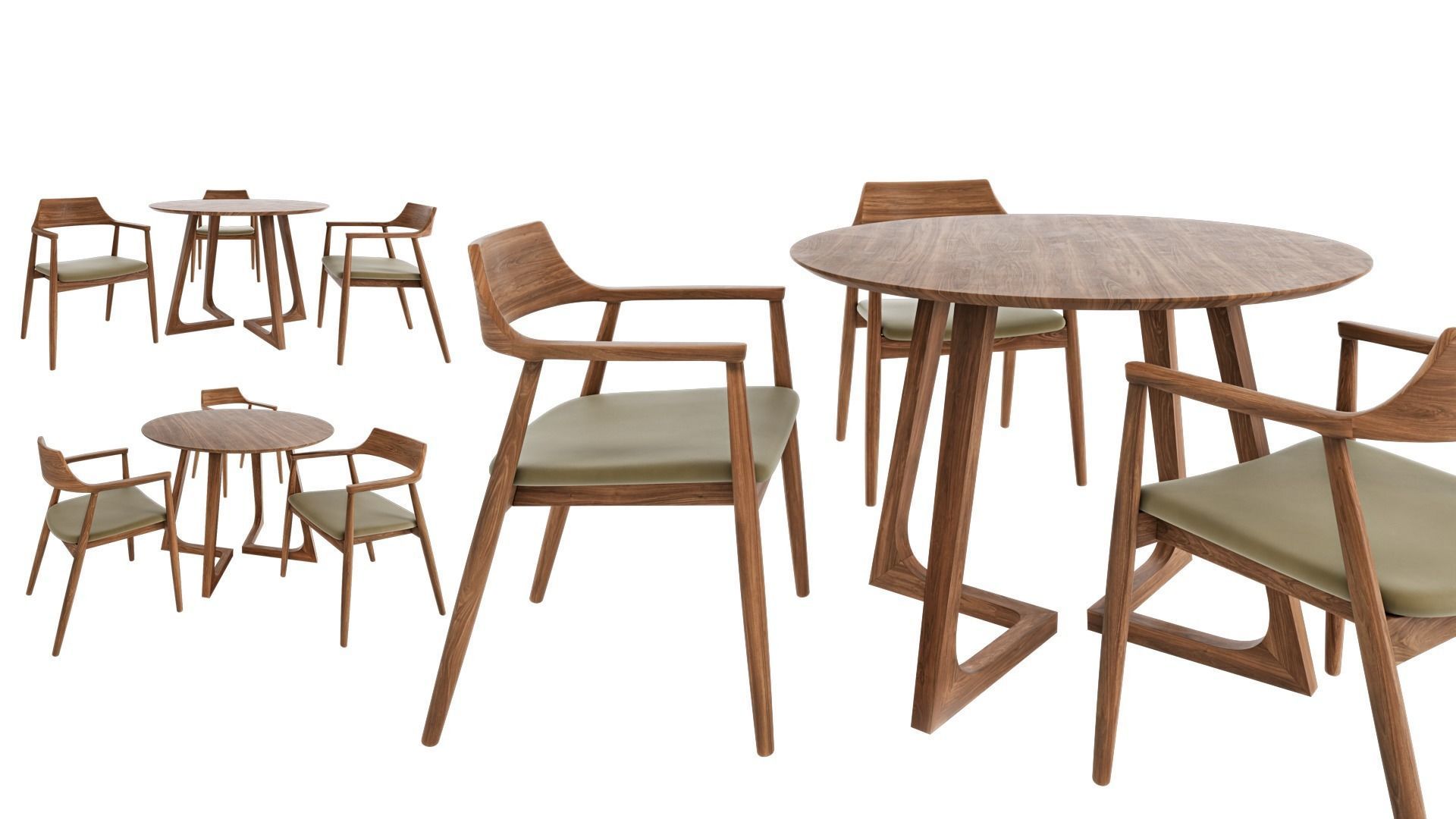 Nordic dining table and Nordic dining chair 3D model_4