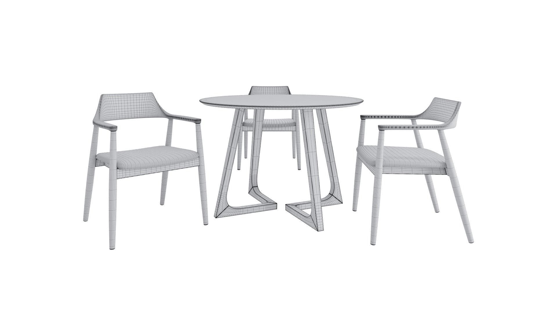 Nordic dining table and Nordic dining chair 3D model_5