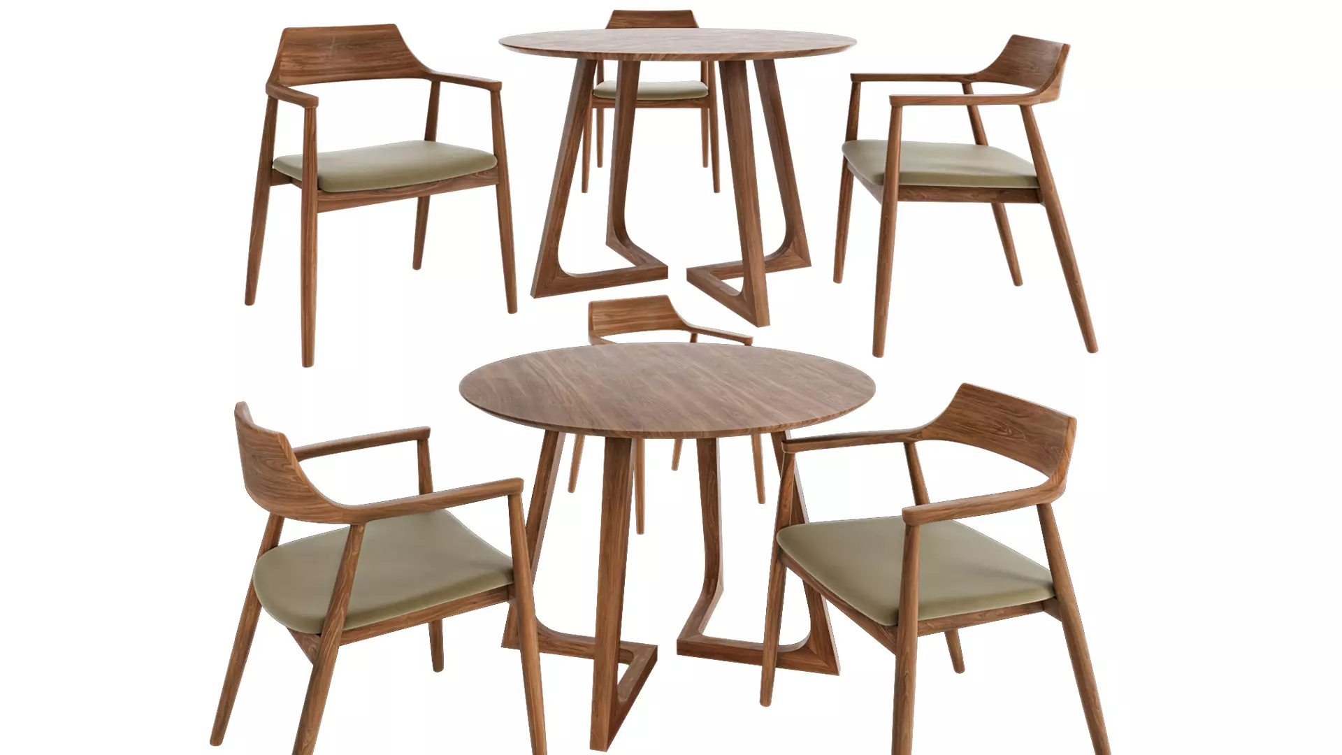 Nordic dining table and Nordic dining chair 3D model_0