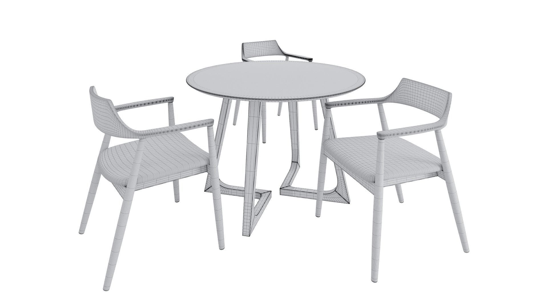 Nordic dining table and Nordic dining chair 3D model_6