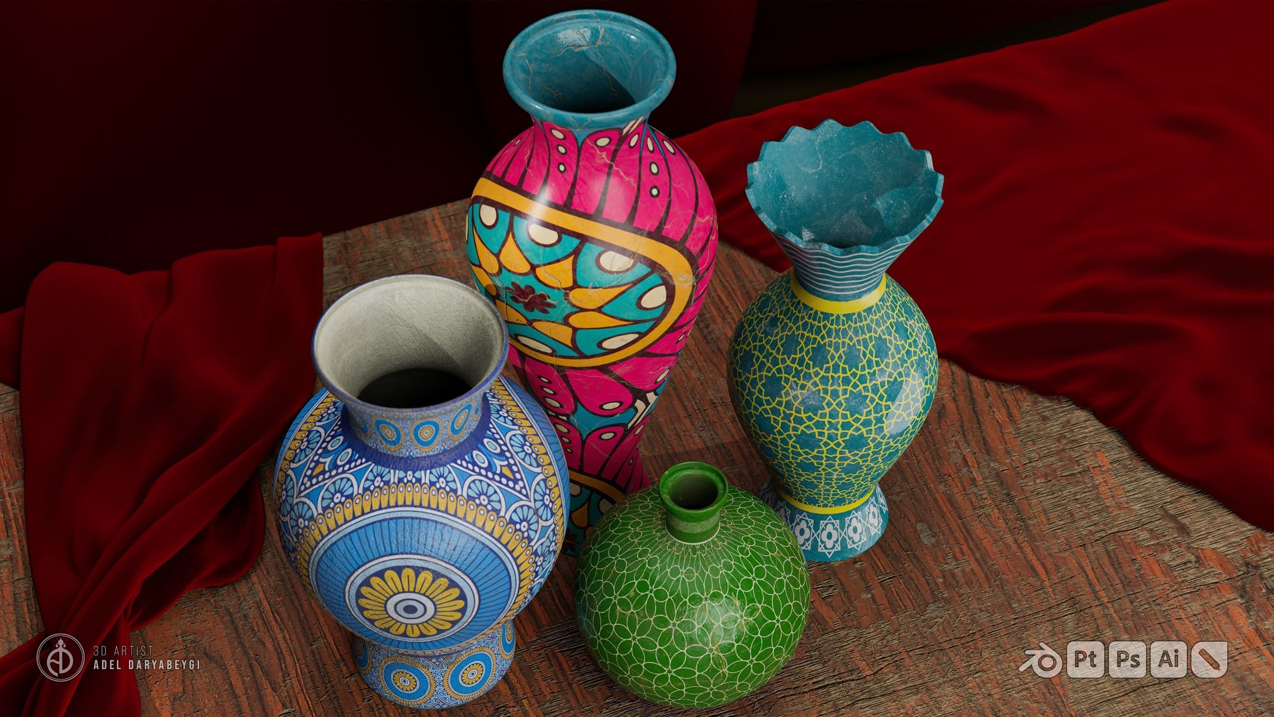 Vase Collection 3 Low-poly 3D model_8