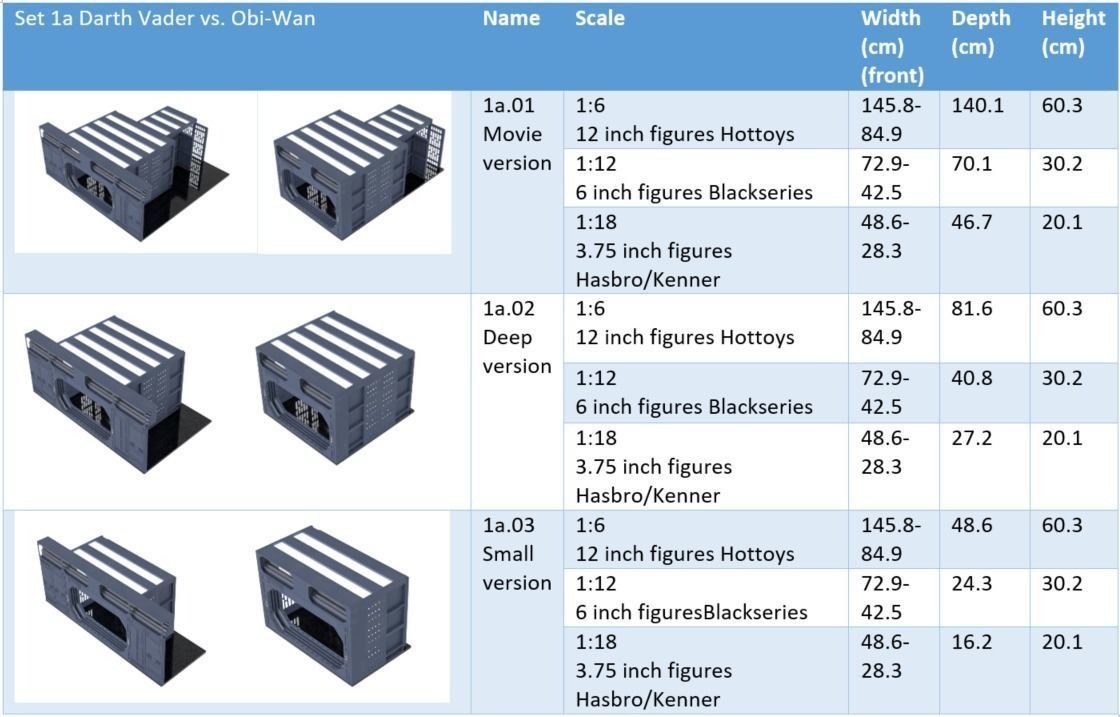 Set 1a - Death Star Vader vs Obi-Wan 1-12 scale Blackseries 3D print model_16