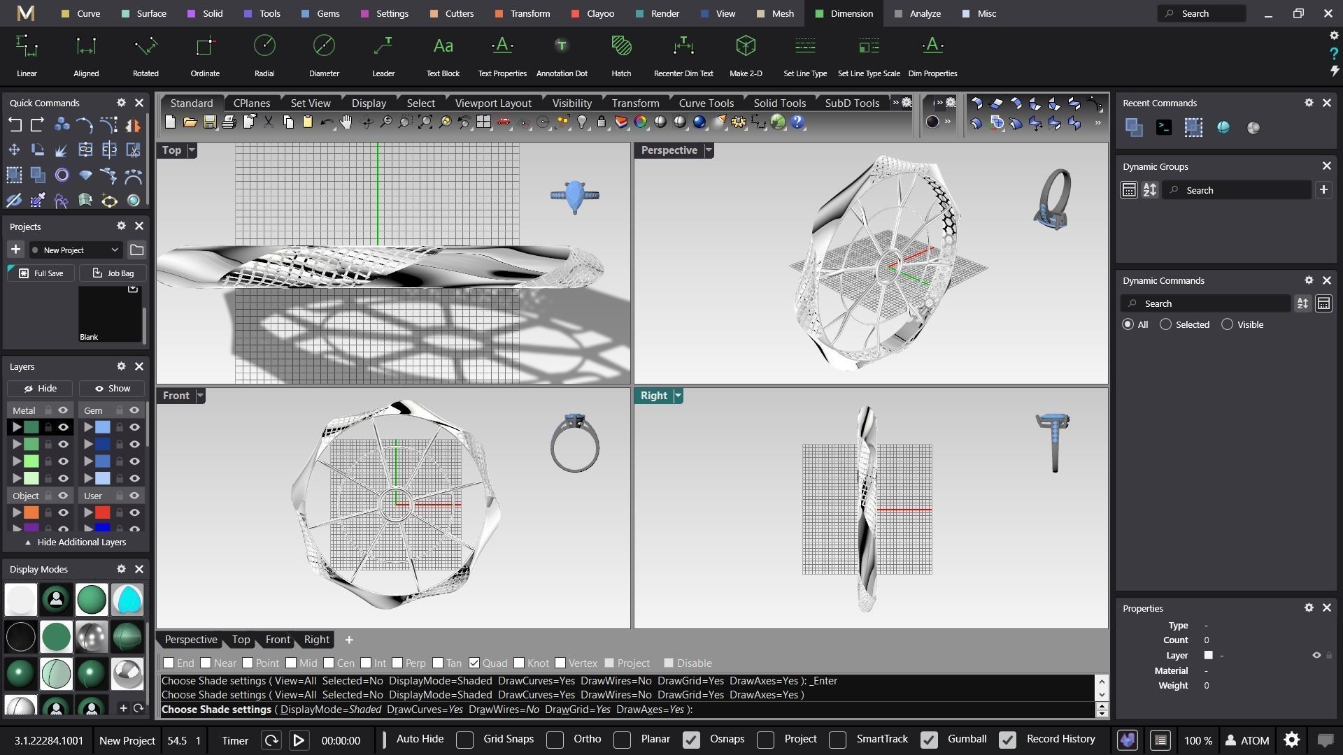 Fusion bracelet bangle 02 in 4 sizes 3D print model_17