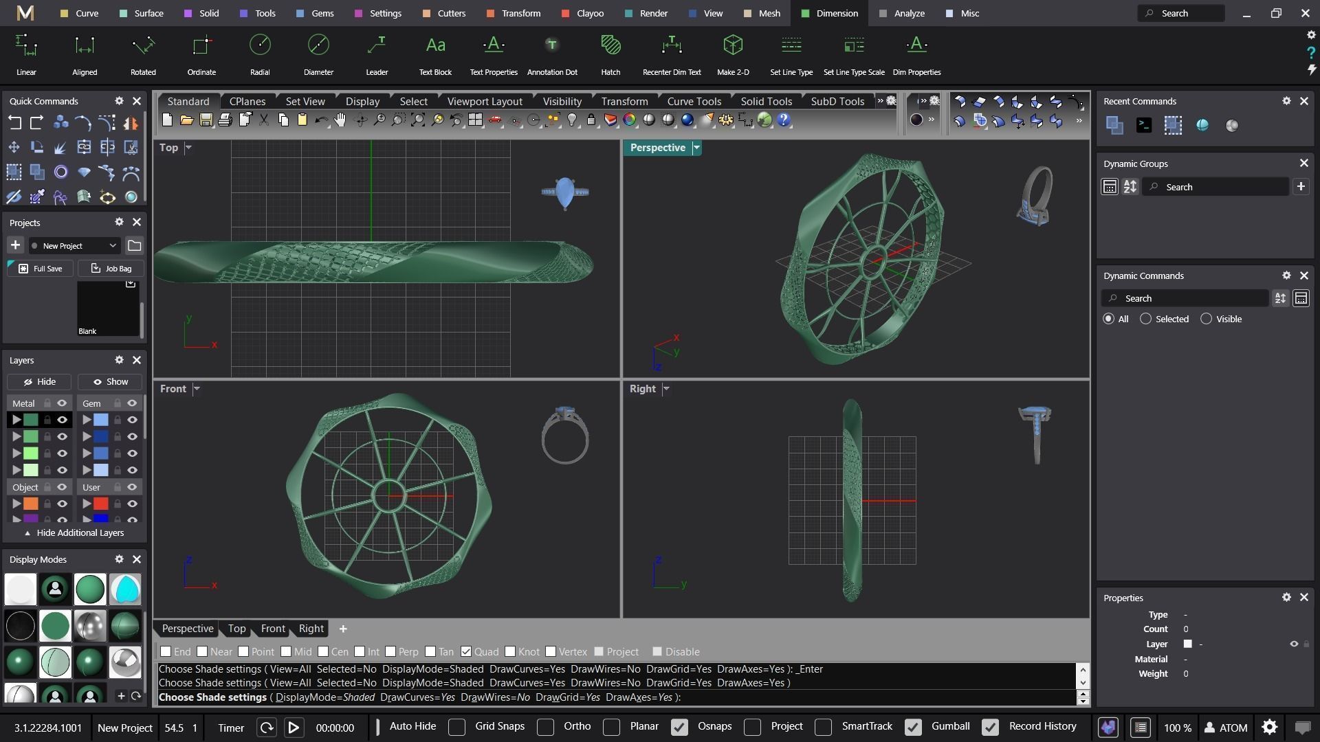 Fusion bracelet bangle 02 in 4 sizes 3D print model_7
