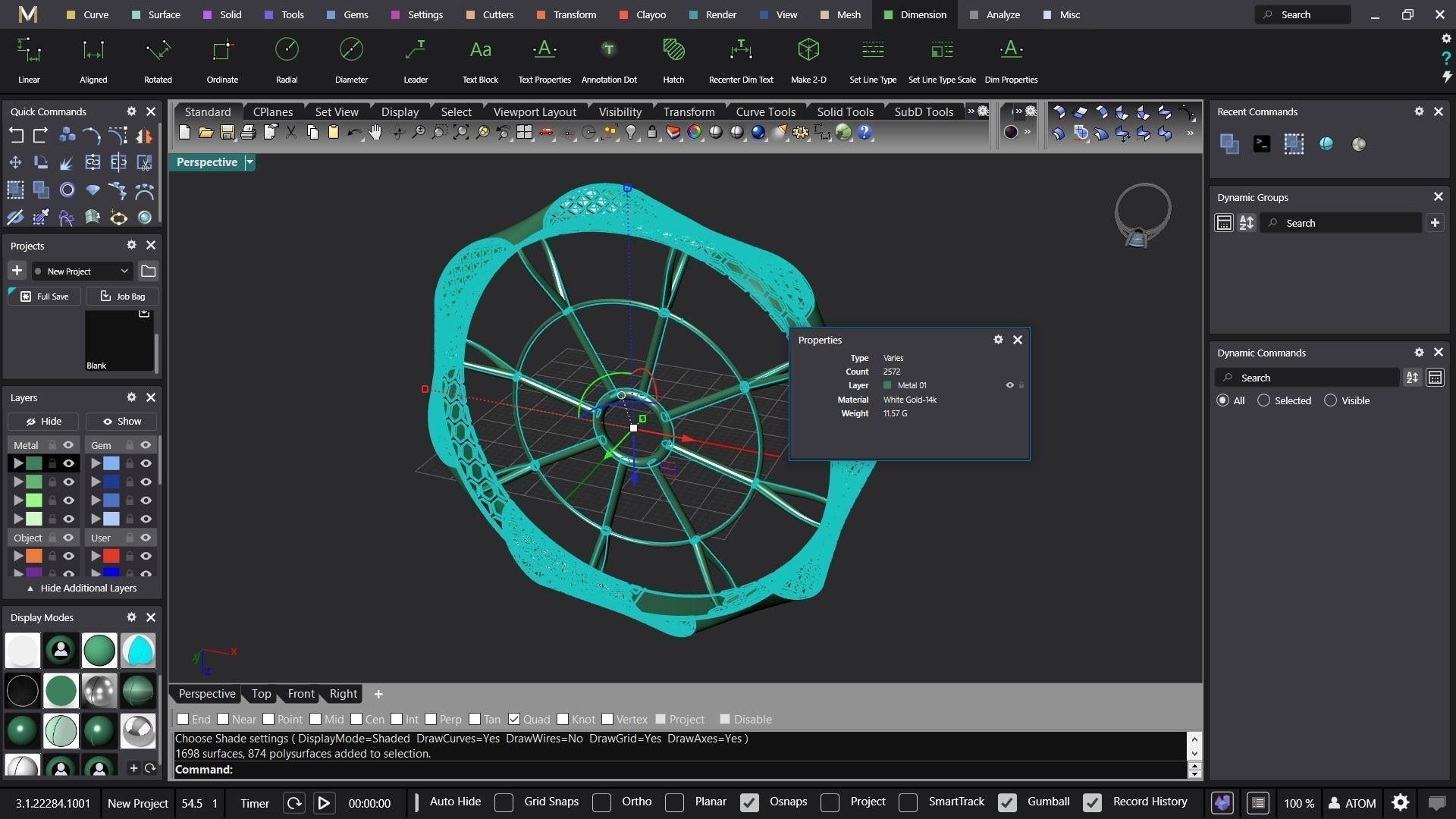 Fusion bracelet bangle 02 in 4 sizes 3D print model_5