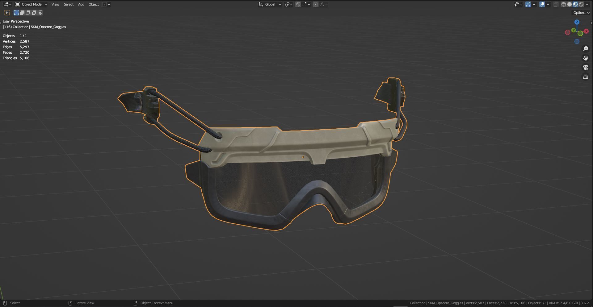 OPS CORE STEP IN PROTECTION GOGGLES Low-poly 3D model_15