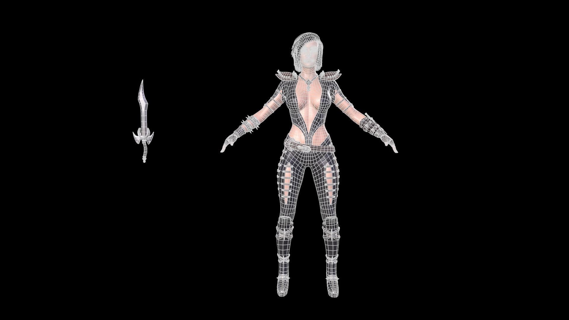 Female warrior 02 Low-poly 3D model_13