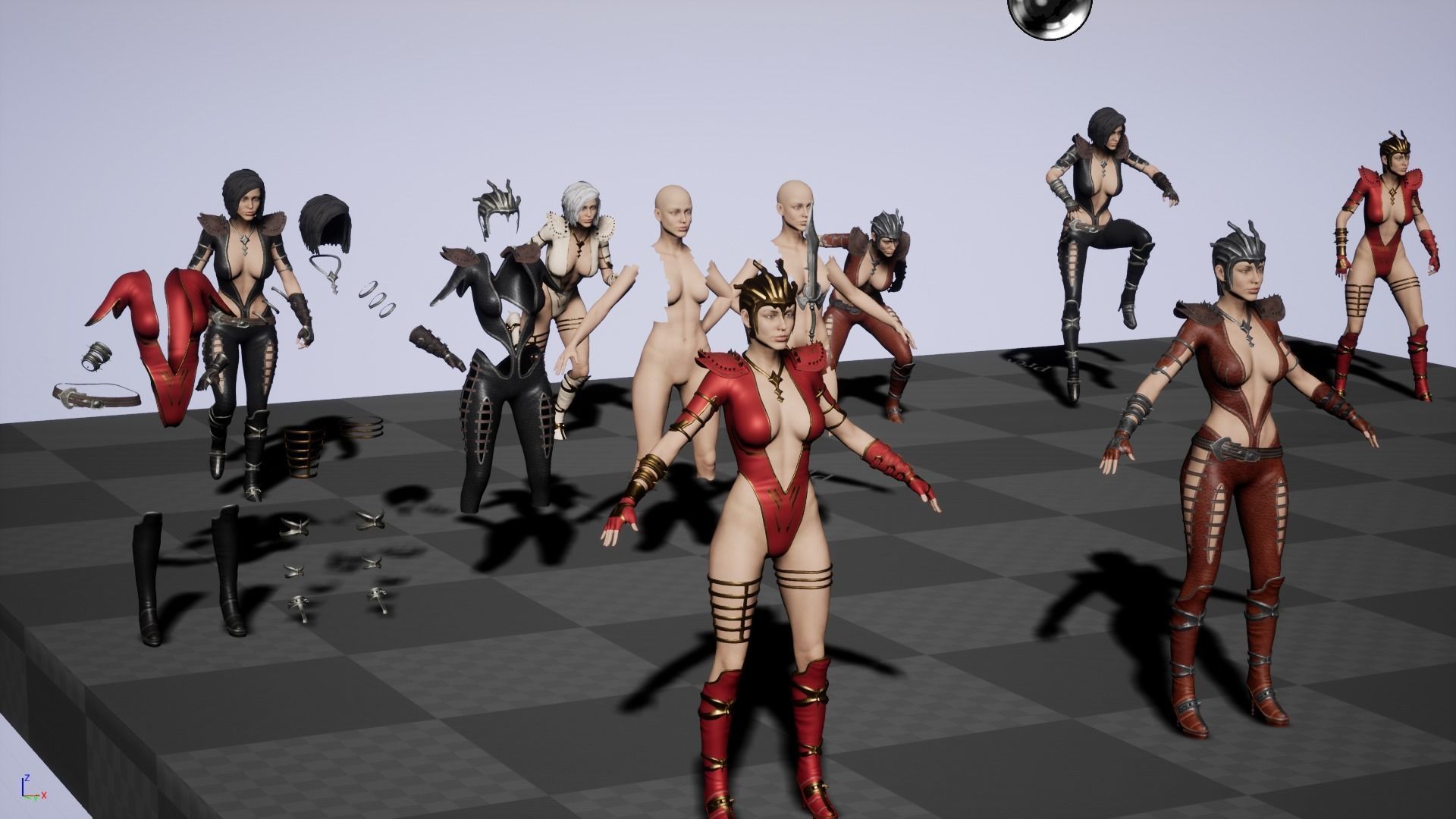 Female warrior 02 Low-poly 3D model_16