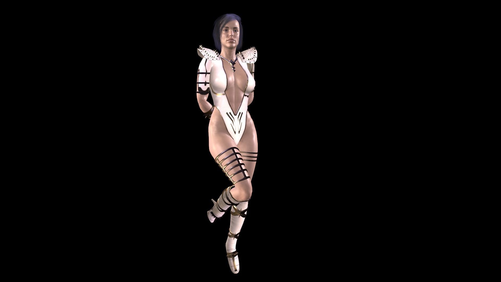 Female warrior 02 Low-poly 3D model_5