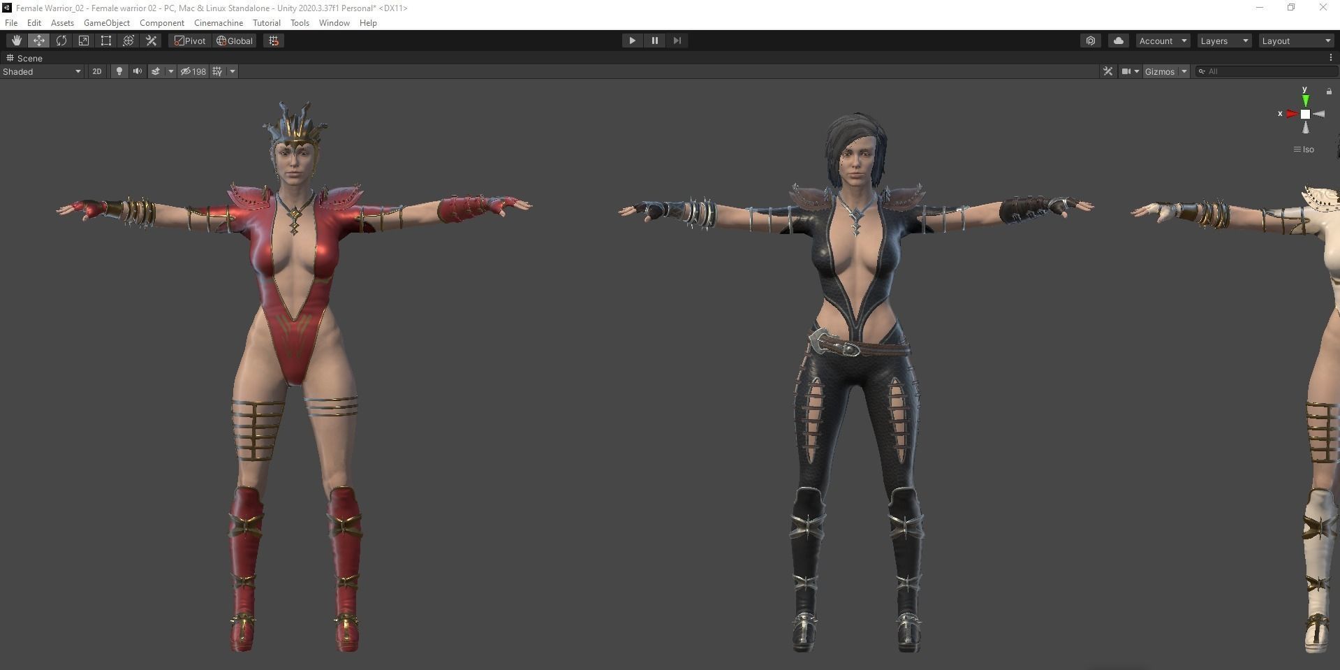 Female warrior 02 Low-poly 3D model_19