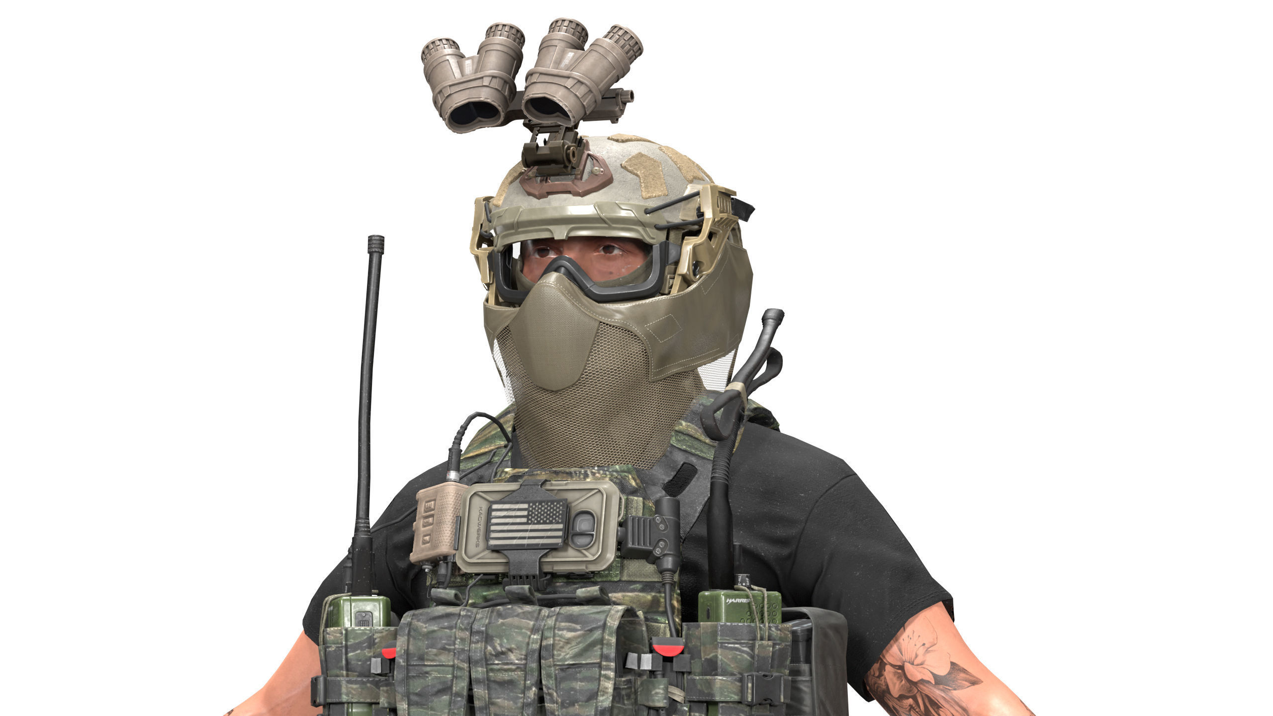 OPS CORE Force On Force Mandible Low-poly 3D model_1