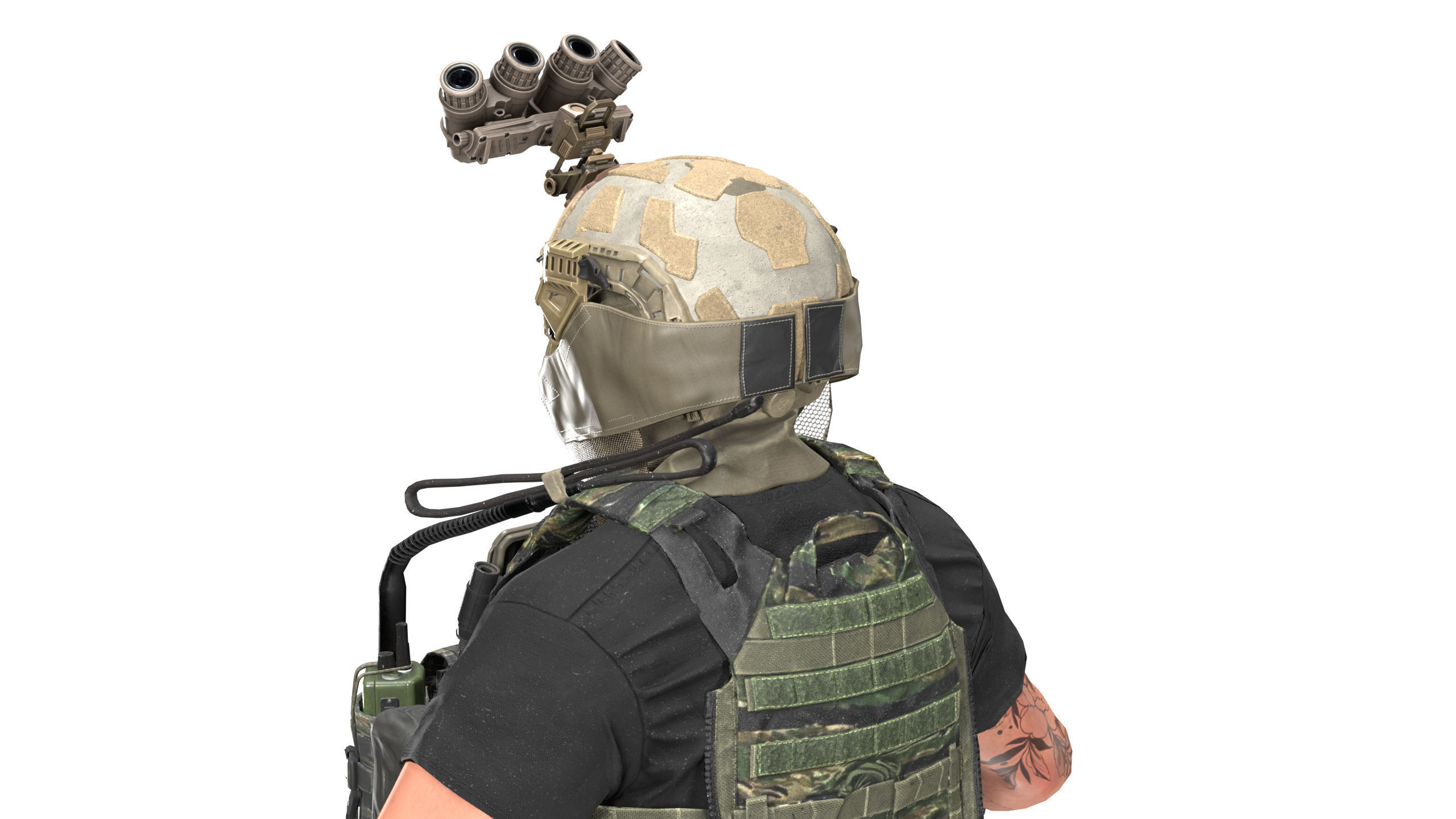 OPS CORE Force On Force Mandible Low-poly 3D model_3