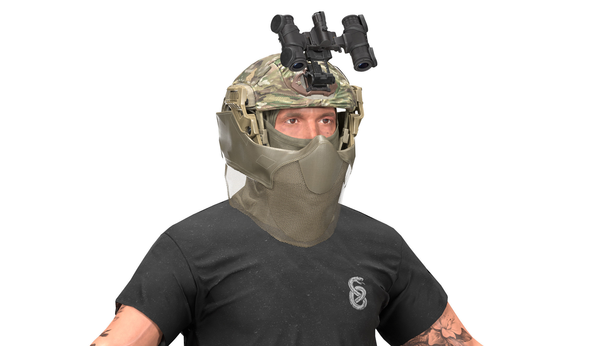 OPS CORE Force On Force Mandible Low-poly 3D model_10