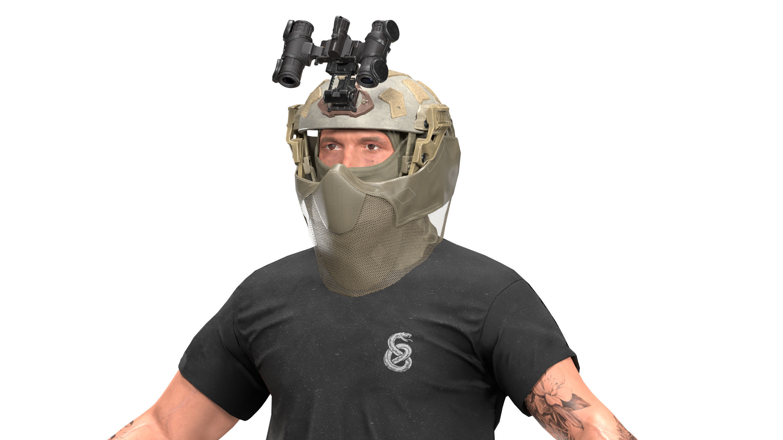 OPS CORE Force On Force Mandible Low-poly 3D model_11