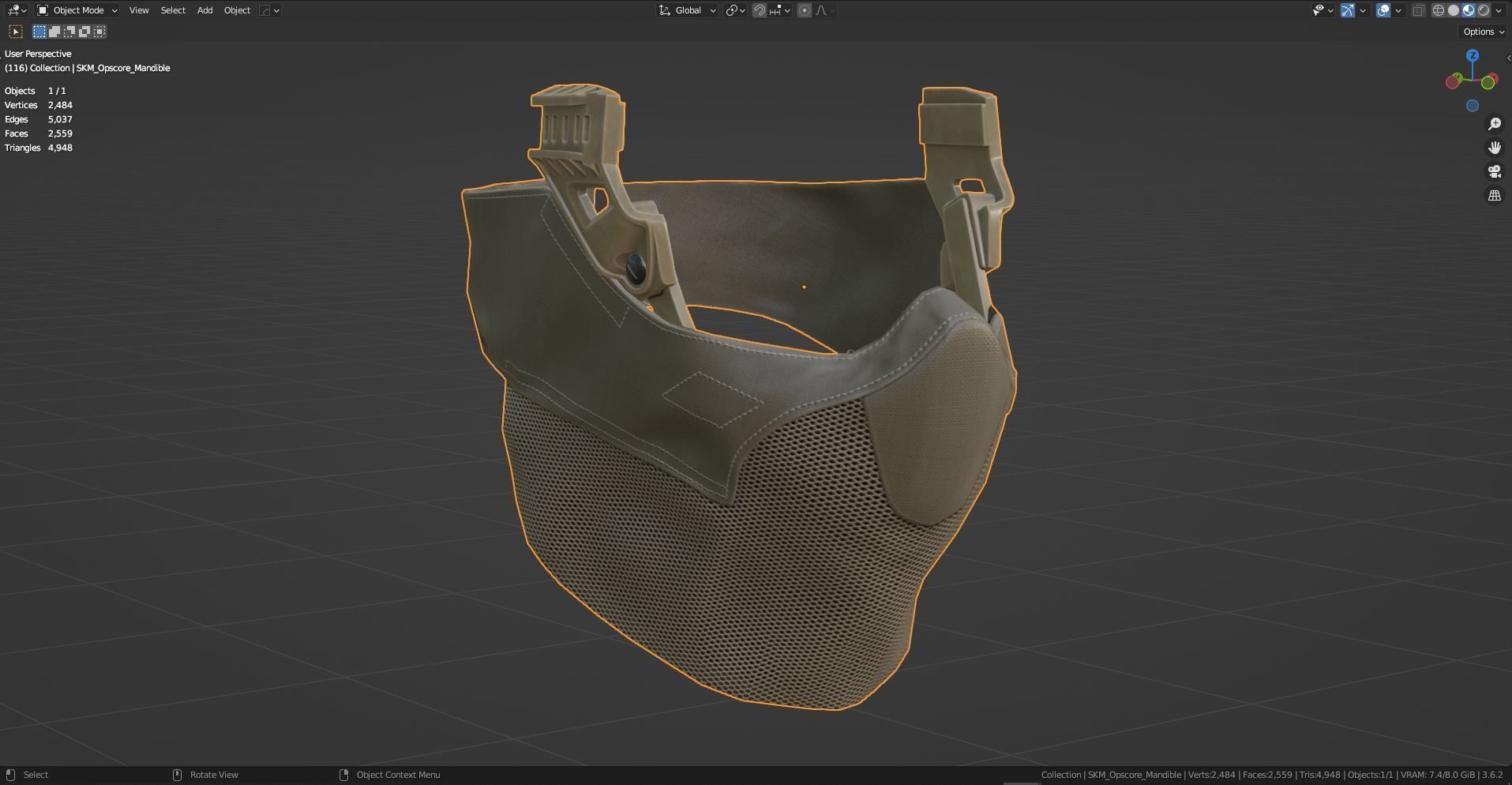 OPS CORE Force On Force Mandible Low-poly 3D model_16
