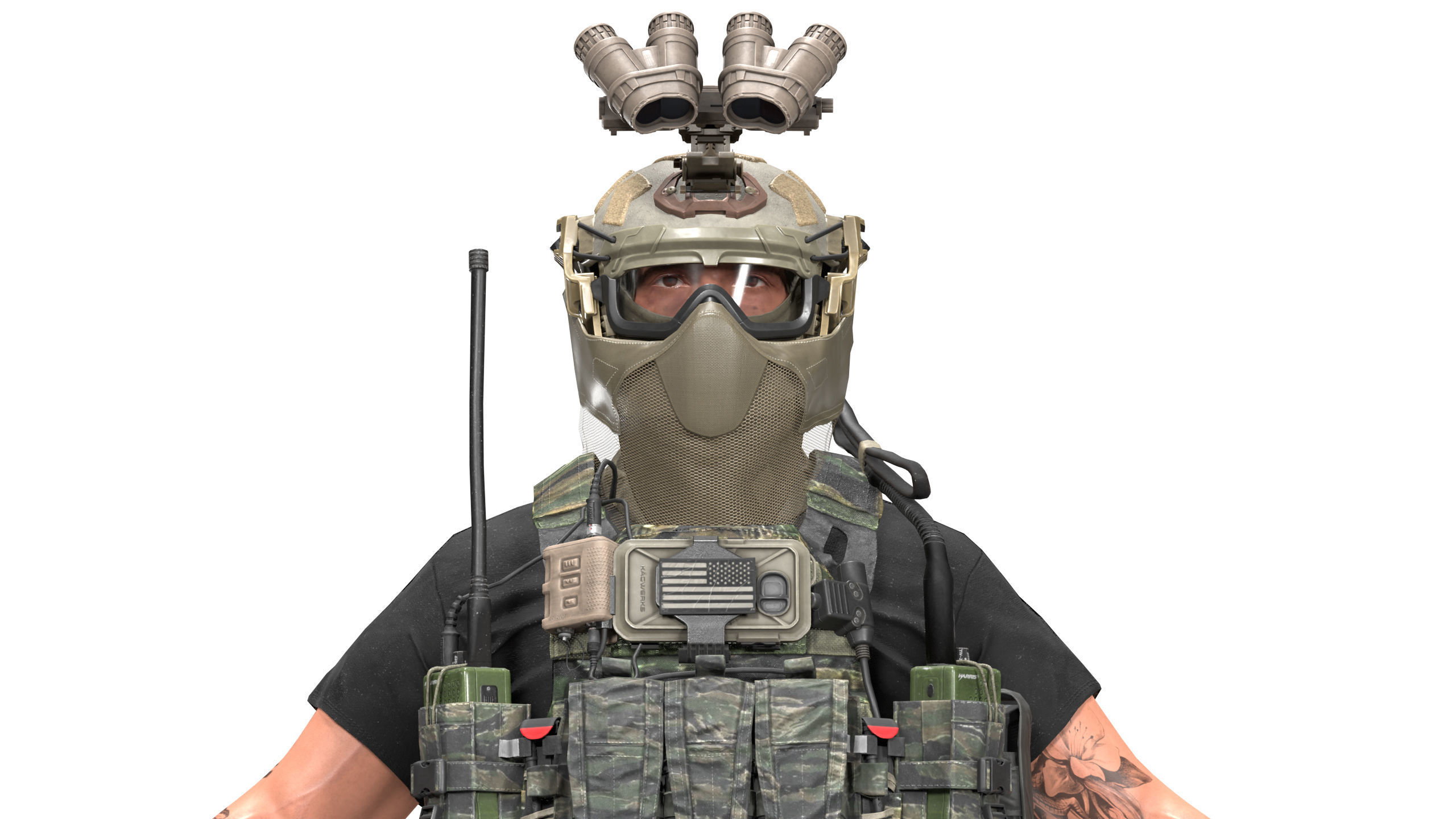 OPS CORE Force On Force Mandible Low-poly 3D model_2
