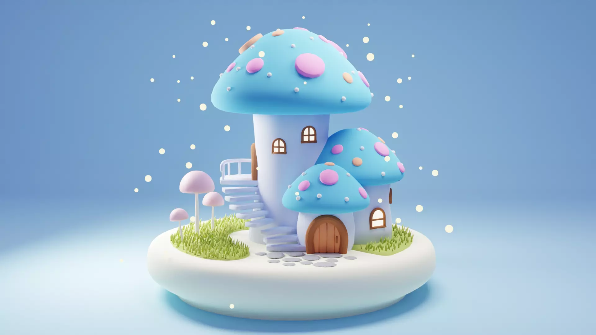 Mushroom House 4 Low-poly 3D model_0