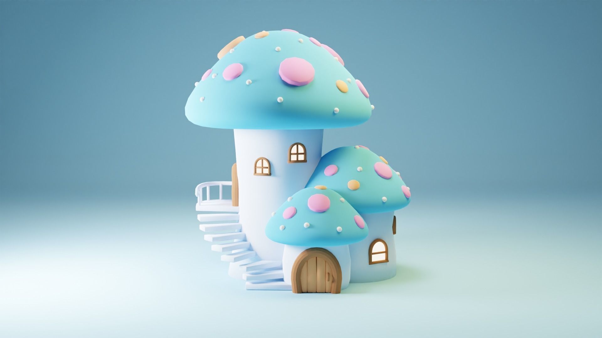 Mushroom House 4 Low-poly 3D model_7