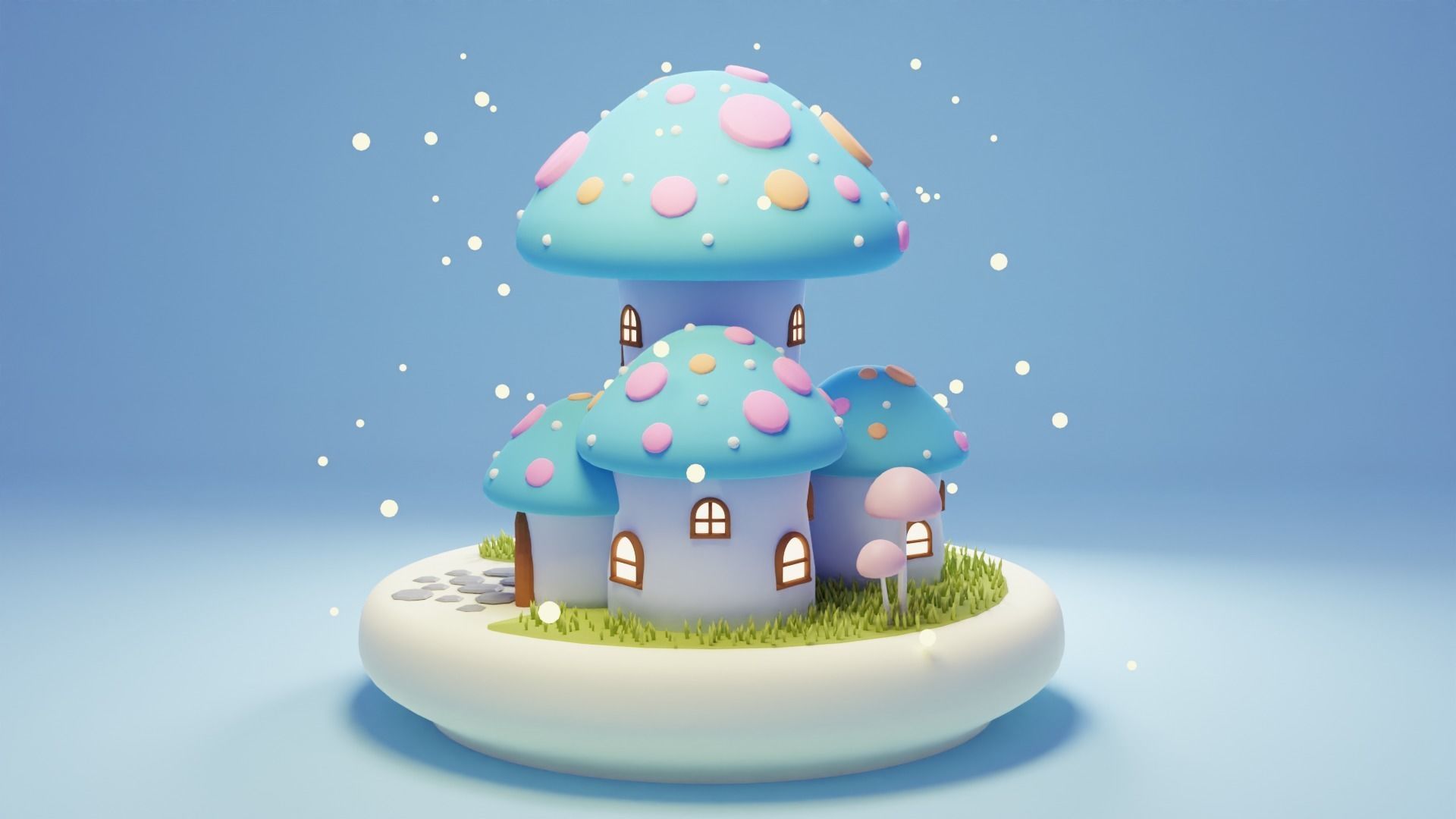 Mushroom House 4 Low-poly 3D model_3