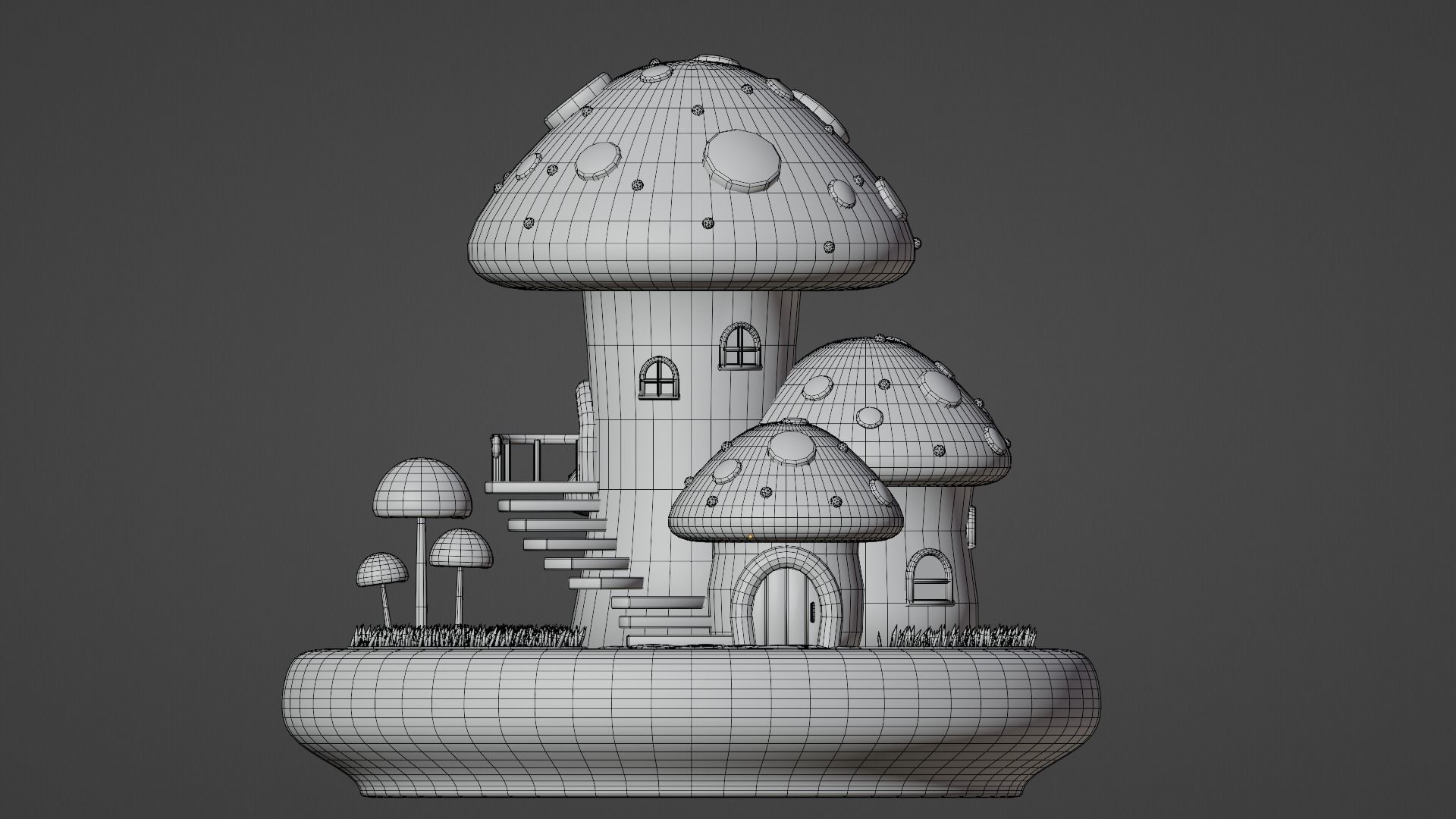 Mushroom House 4 Low-poly 3D model_8