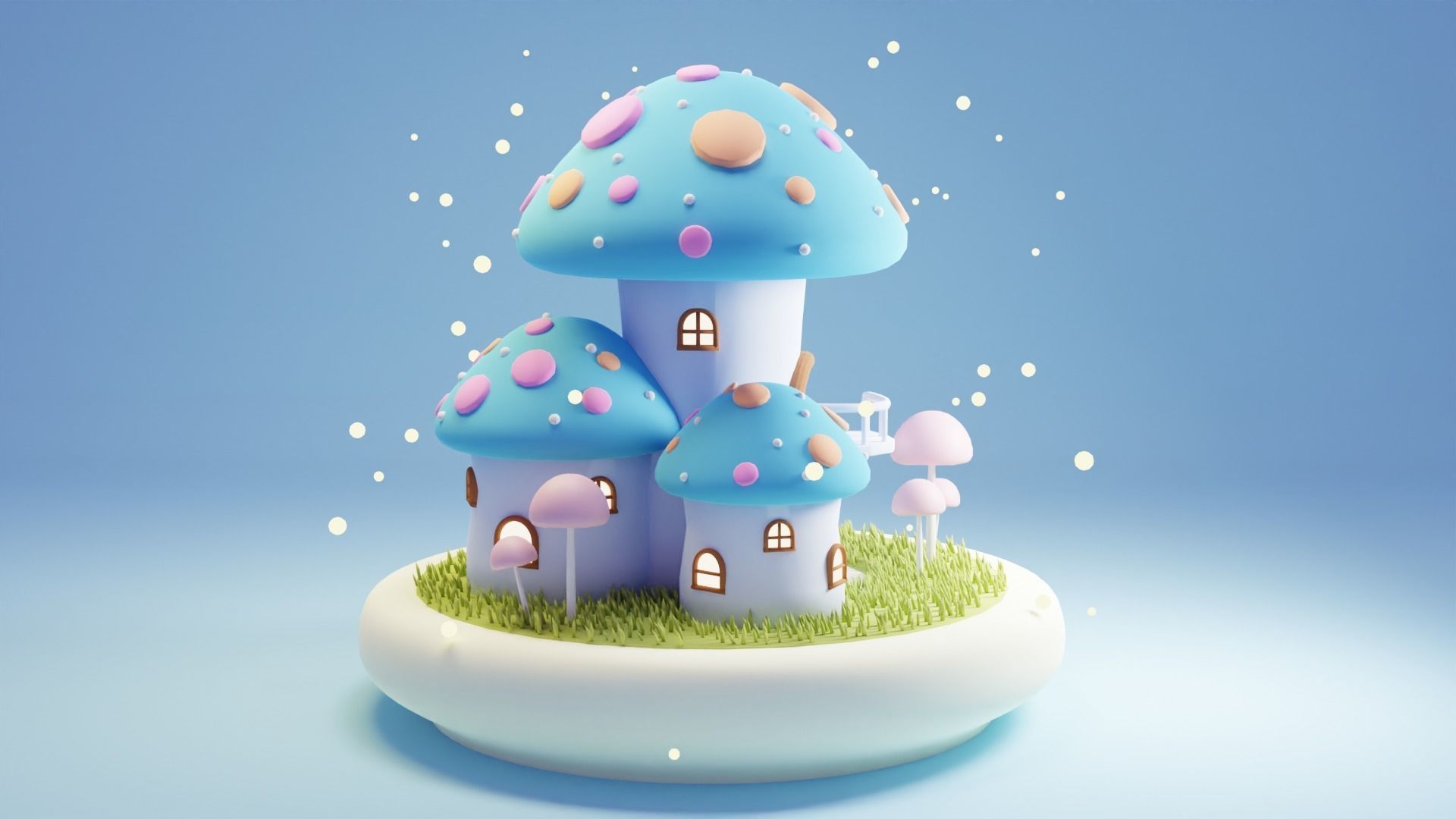Mushroom House 4 Low-poly 3D model_4