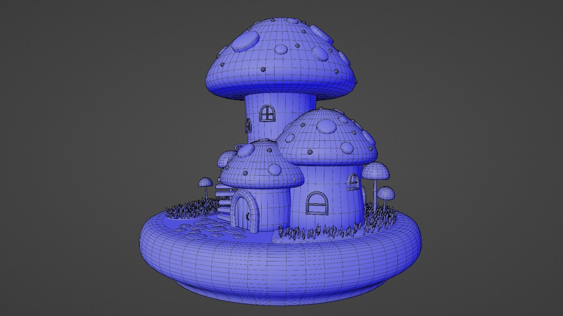 Mushroom House 4 Low-poly 3D model_9